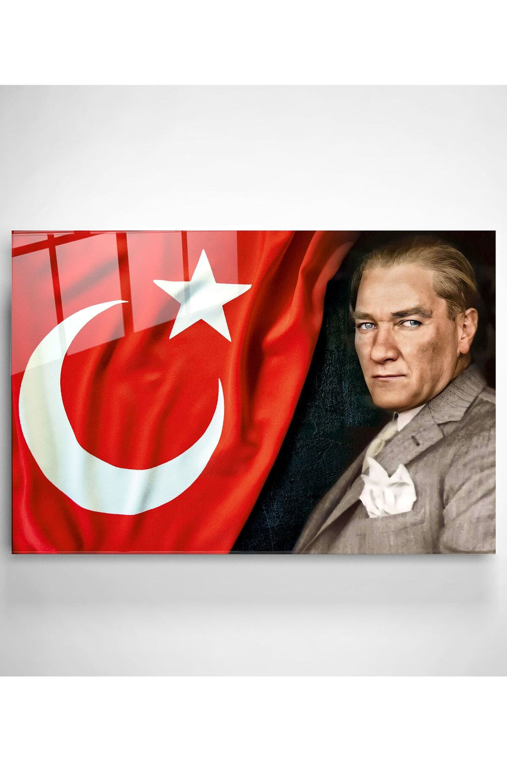 Dekoratif Türk Bayrağı Dekoratif Cam Tablo