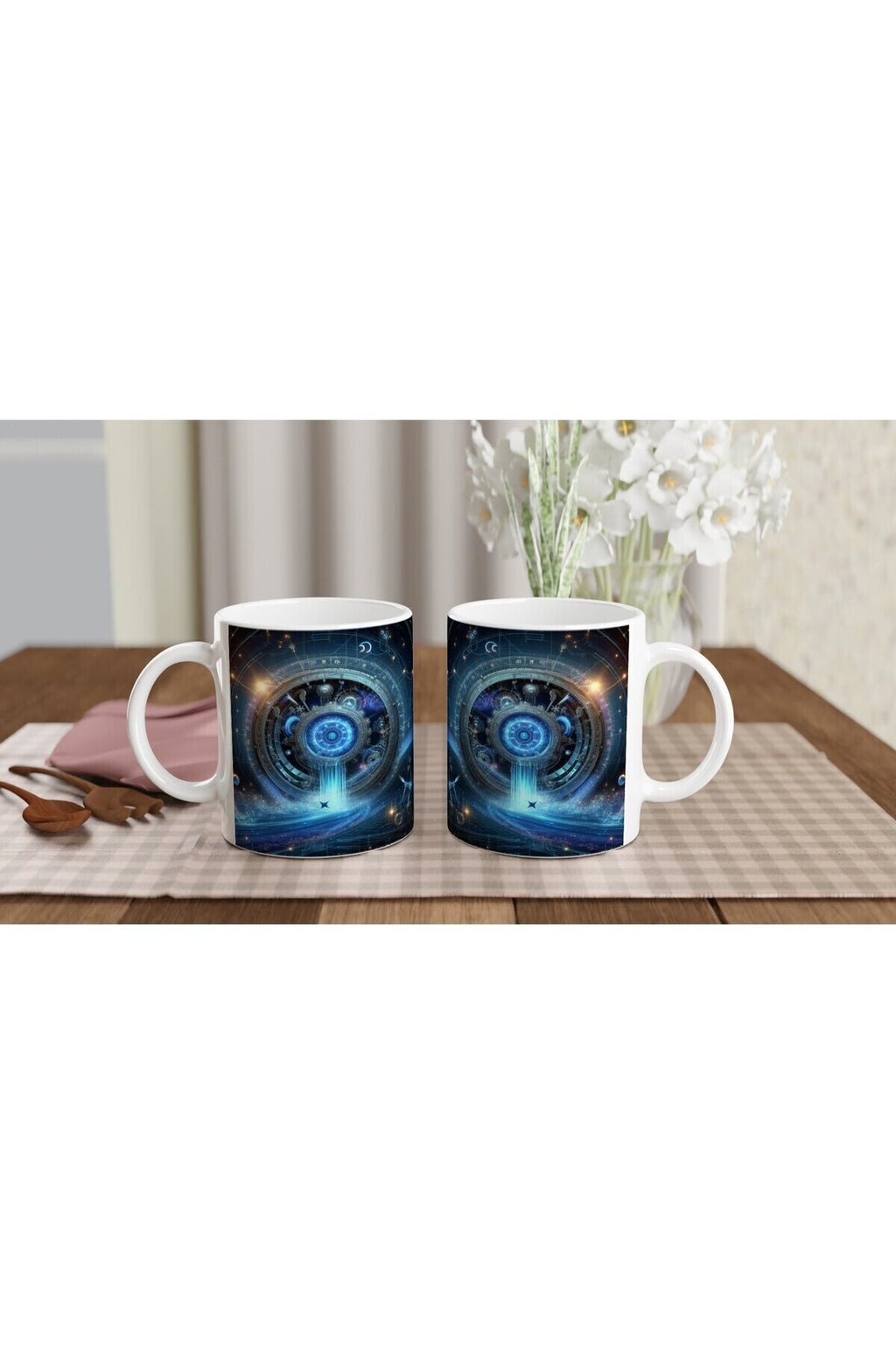 Kova Burcu Baskılı Kahve Kupası - Zamanın Çarkları Astroloji Mekanizması Vs3
