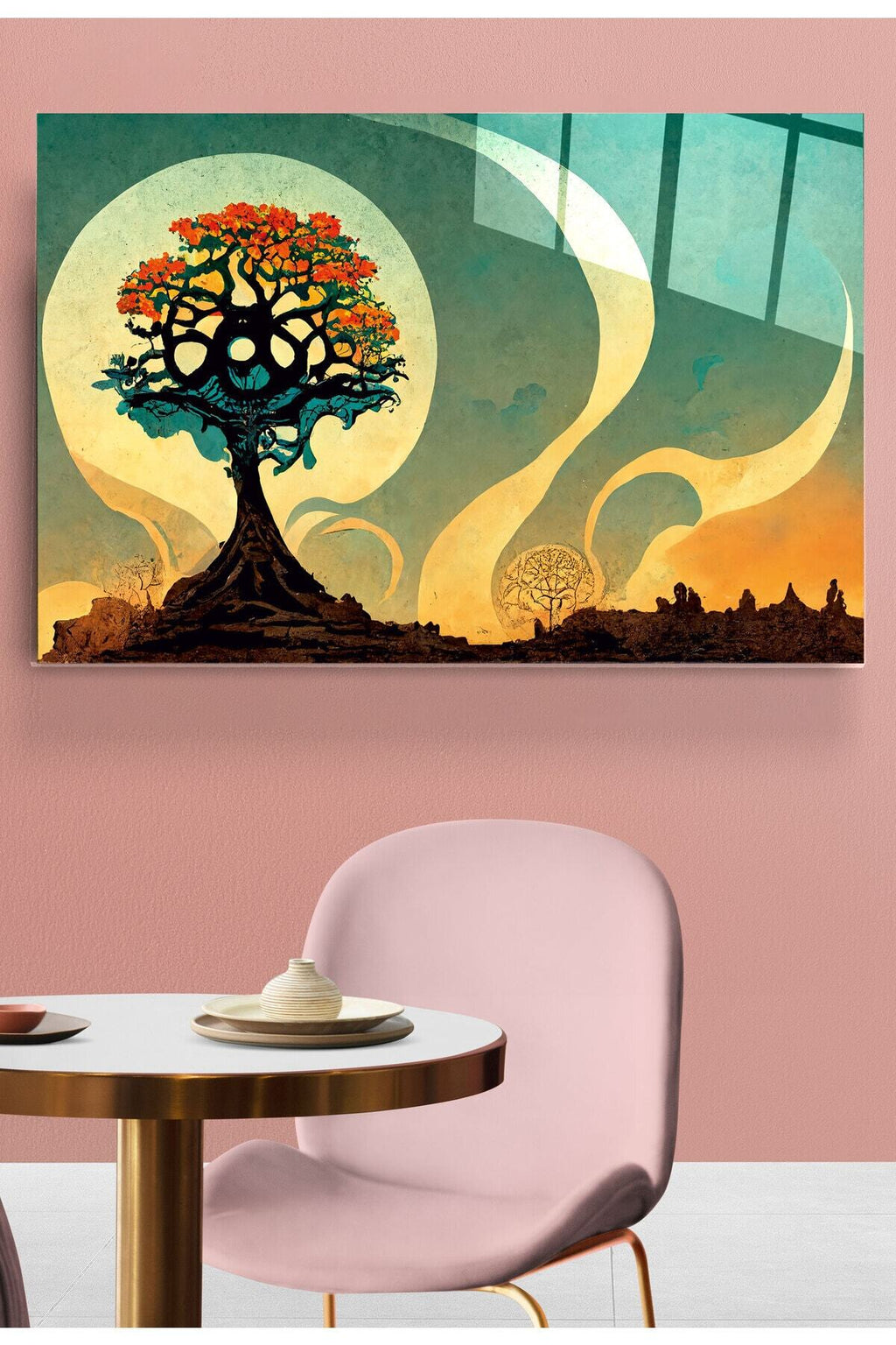 Ağaç Cam Tablo, Dekoratif Cam Tablo (50 x 70)