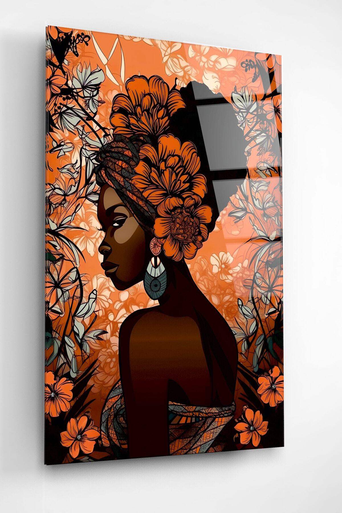 Dekoratif Afrikalı Kadın Dekoratif Cam Tablo (80 x 120)