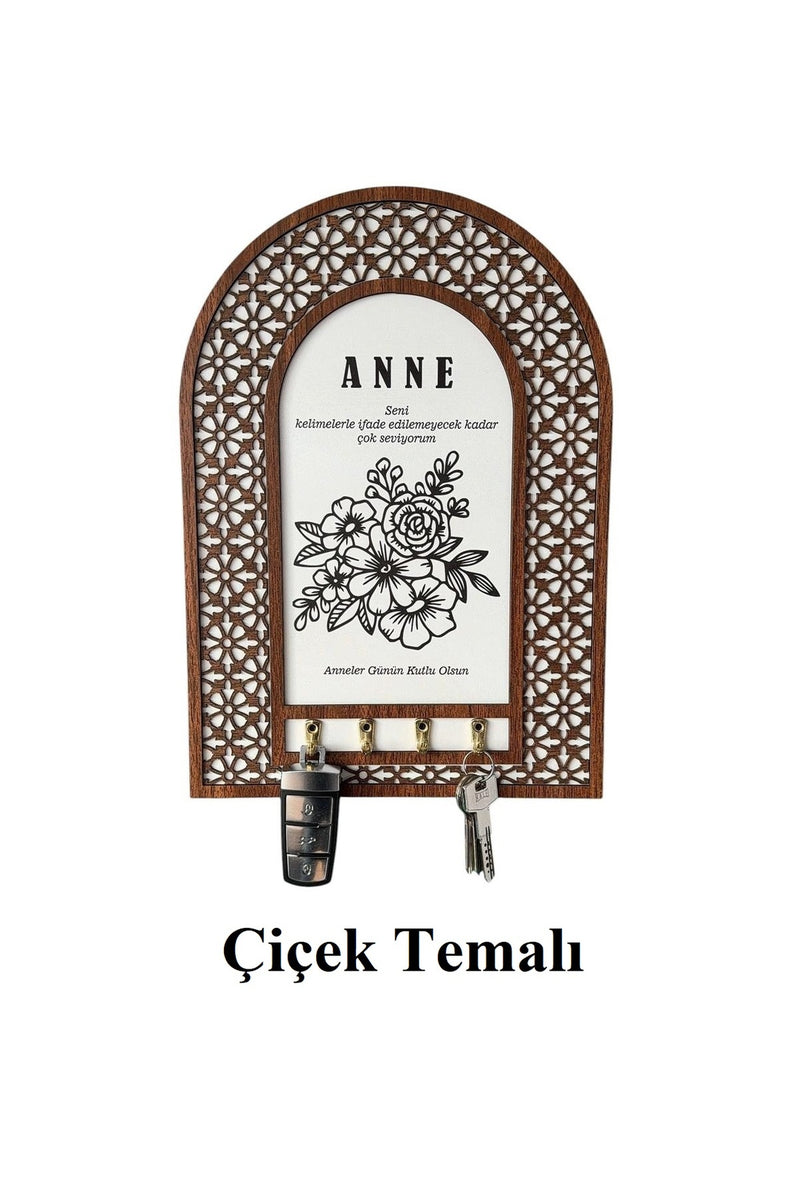 Annelere Özel Dekoratif Ahşap Anahtarlık Askılığı + MES Akademi Eğitim Seti Hediye!