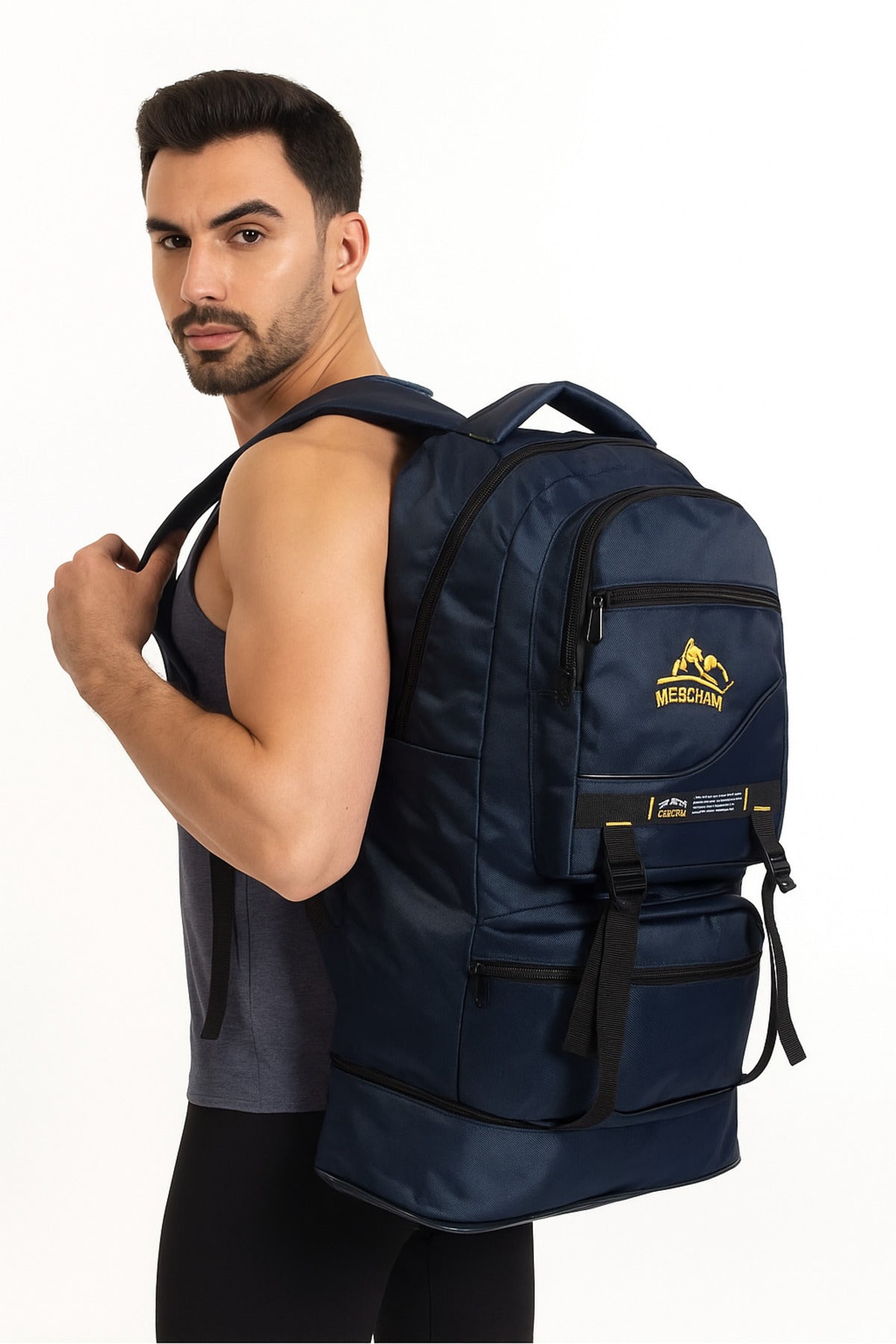 Lacivert Lacivert Körüklü Dağcı Sırt Çantası Çok Gözlü Kampçı Seyahat Dağcı Outdoor Sırt