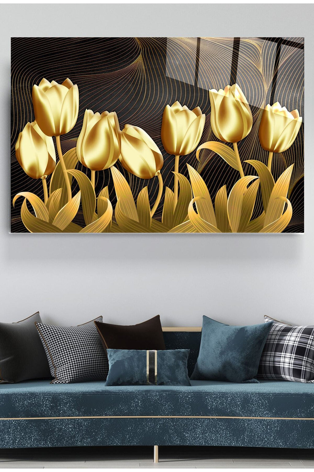 Dekoratif Pembe Çiçekler Dekoratif Cam Tablo (80 x 120)