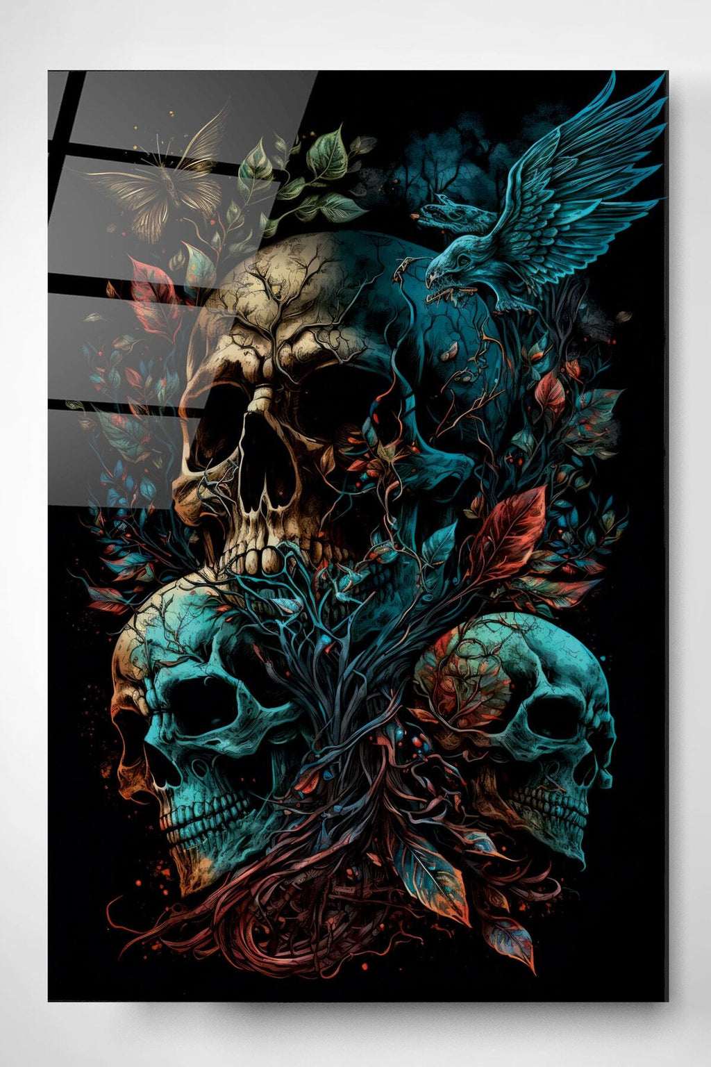 Skulls Cam Tablo, Dekoratif Cam Tablo (50 x 70)