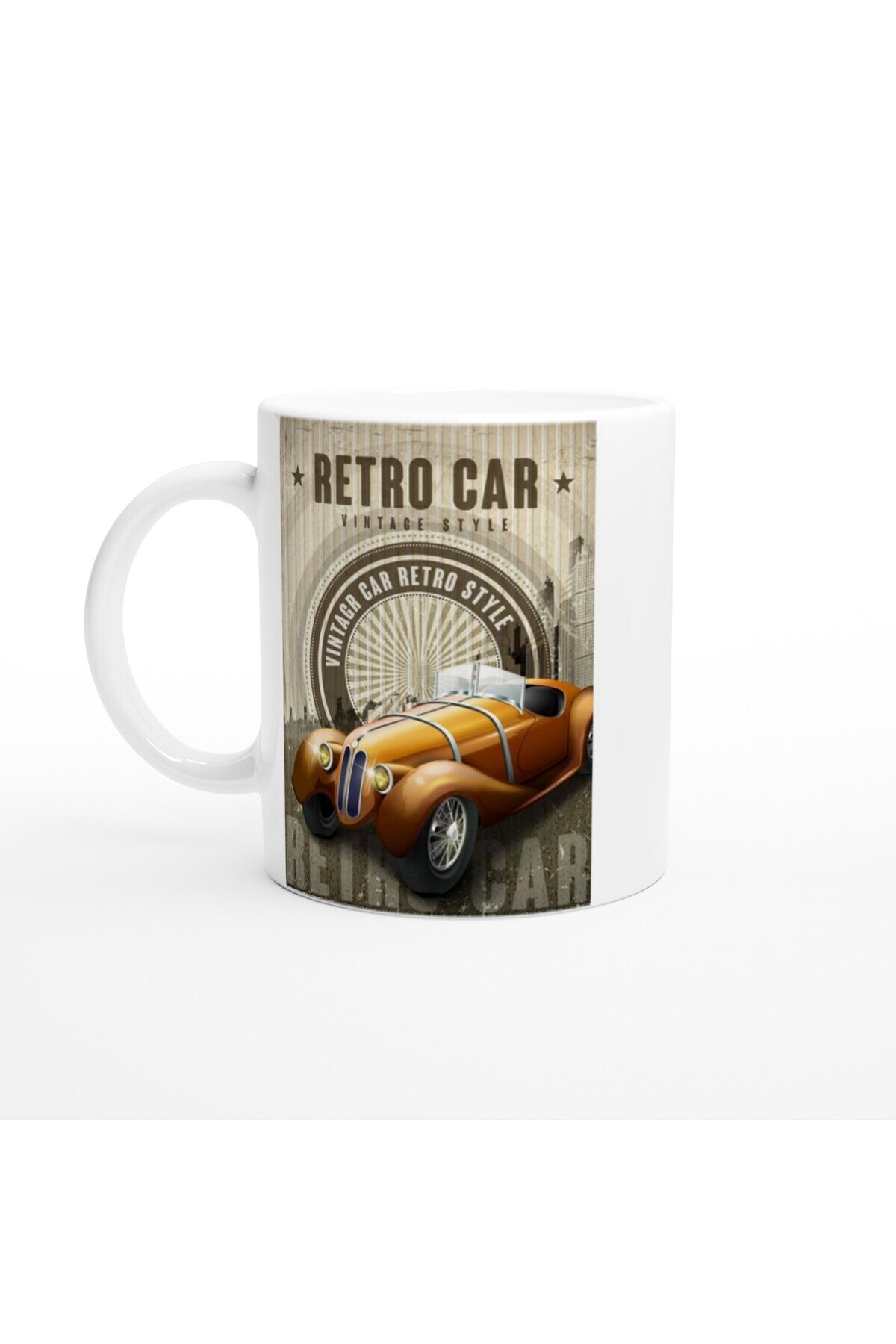 Retro Araba Işıltılı Vintage Tarz Kupa Bardak