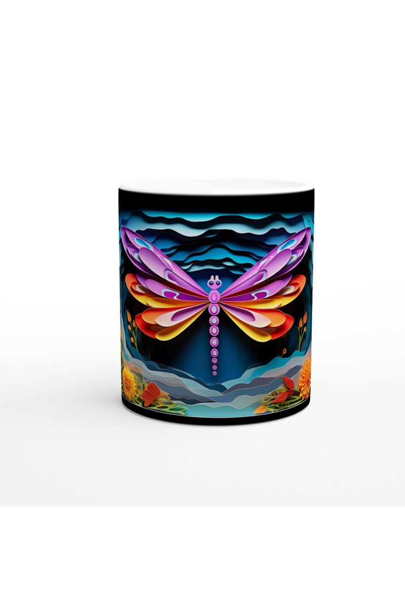 Gece Bahçesindeki Renkli Yusufçuk Temalı Baskılı Kupa Bardak