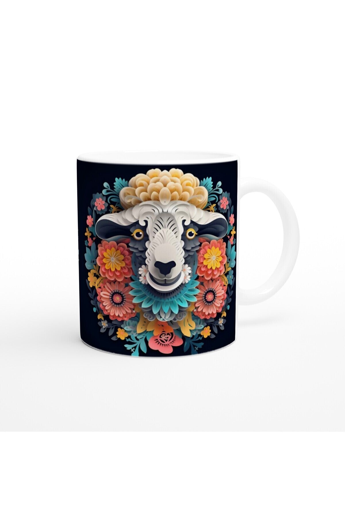 Çiçek Bahçesindeki Şaşkın Koyun Kupa Bardak