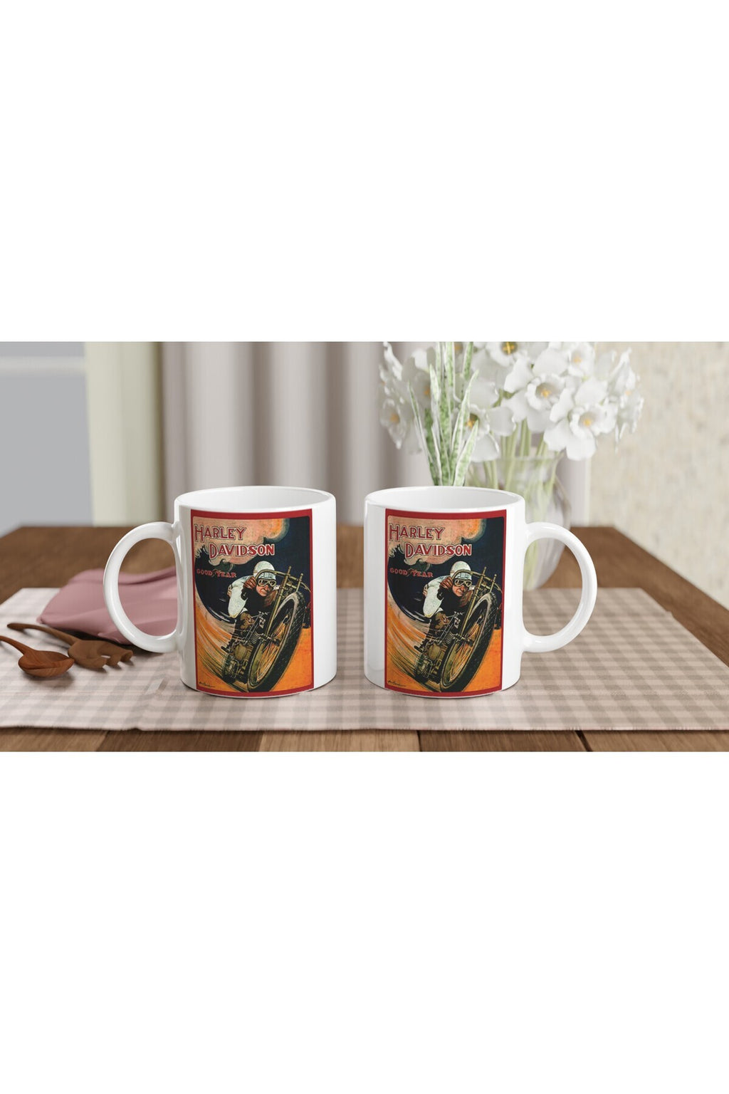 Harley Retro Yarışçı Baskılı Kupa Bardak