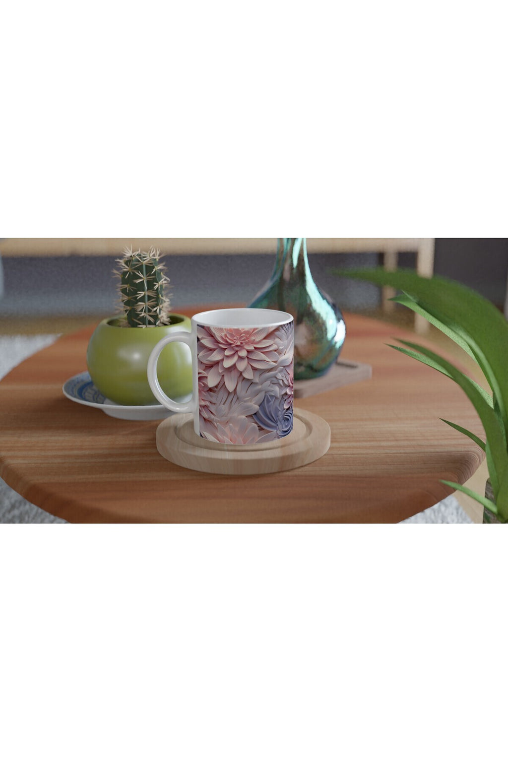 Pembe Düşler Çiçek Desenli Kupa Bardak