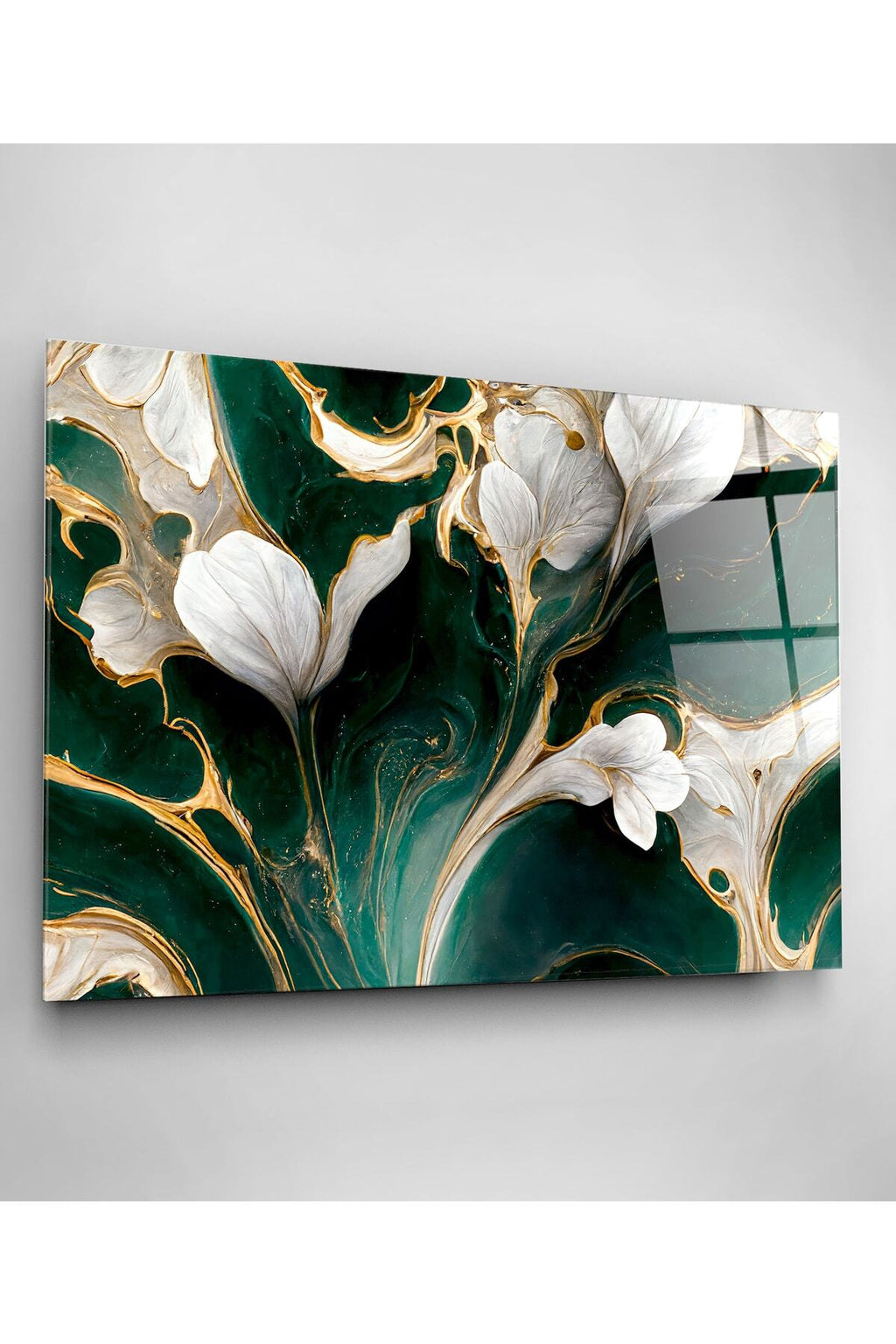 White And Green Cam Tablo, Dekoratif Cam Tablo