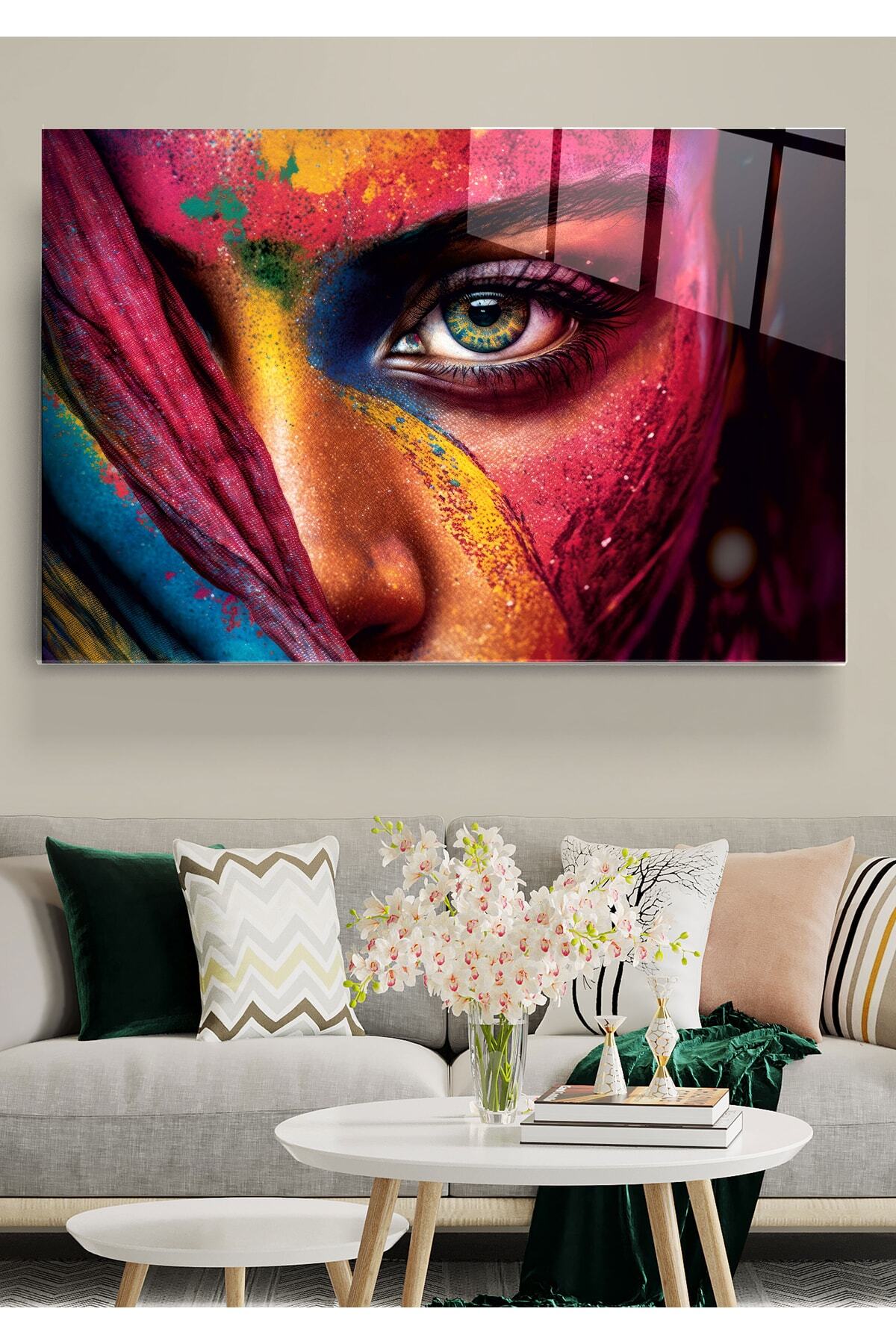 Colorful Woman Cam Tablo, Dekoratif Cam Tablo (50 x 70)