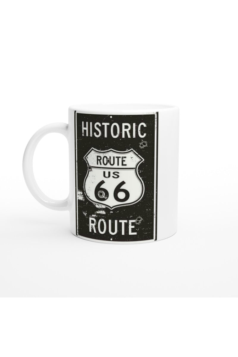 Route 66 Kurşun İzli Retro Metal Levha Temalı Kupa Bardak