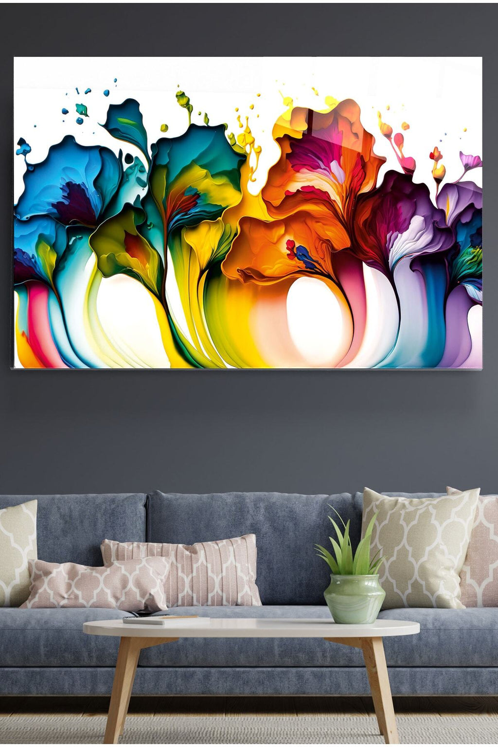 Colorfull Ink Cam Tablo, Dekoratif Cam Tablo