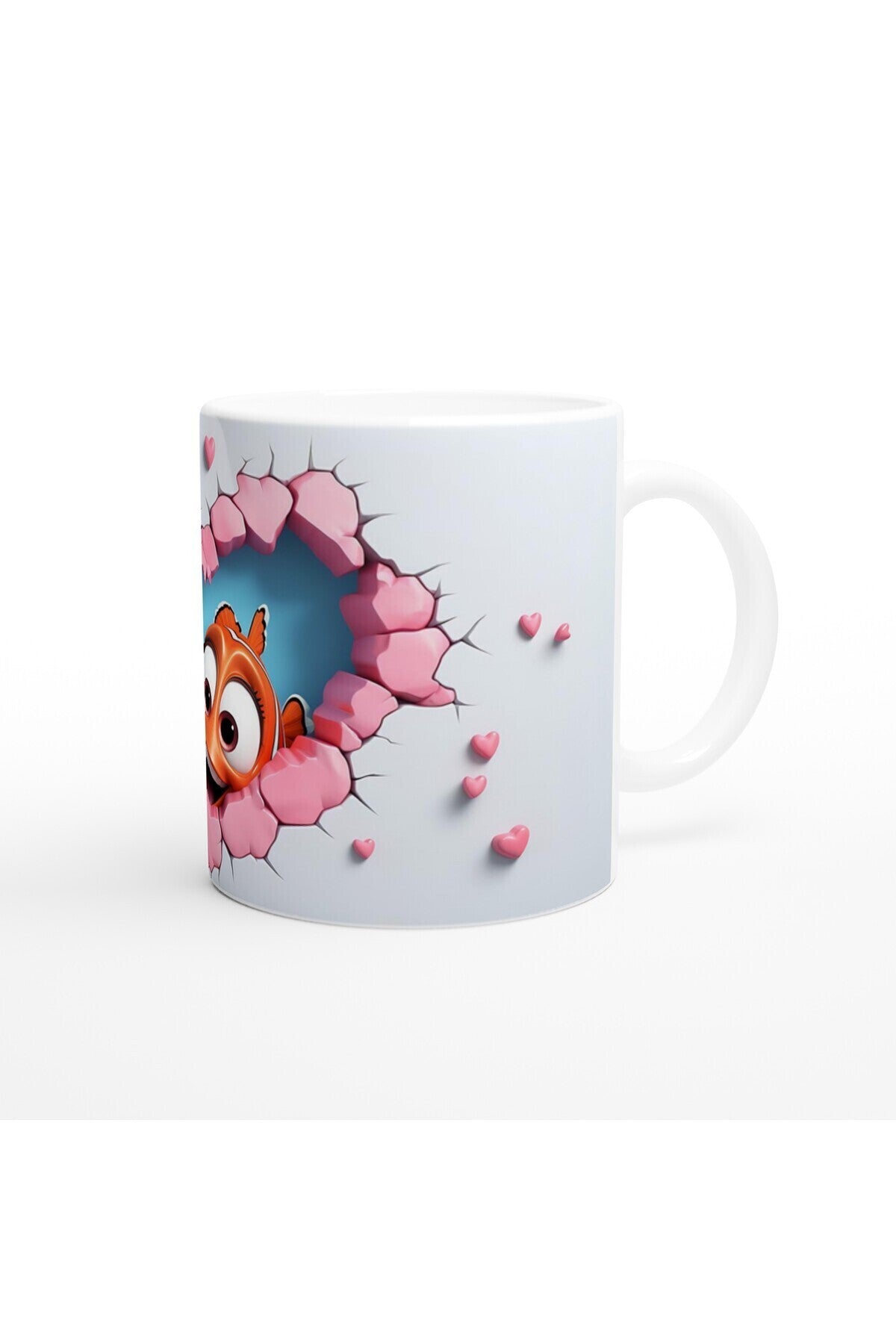 Kalpli Çatlağın Ardından Bakan Palyaço Balığı Temalı Baskılı Kupa Bardak