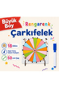 Büyük Boy 18 Dilim Renkli Çarkıfelek Ahşap Set [Kod: VOLEE-1145075625] (MES Akademi Hediyeli)