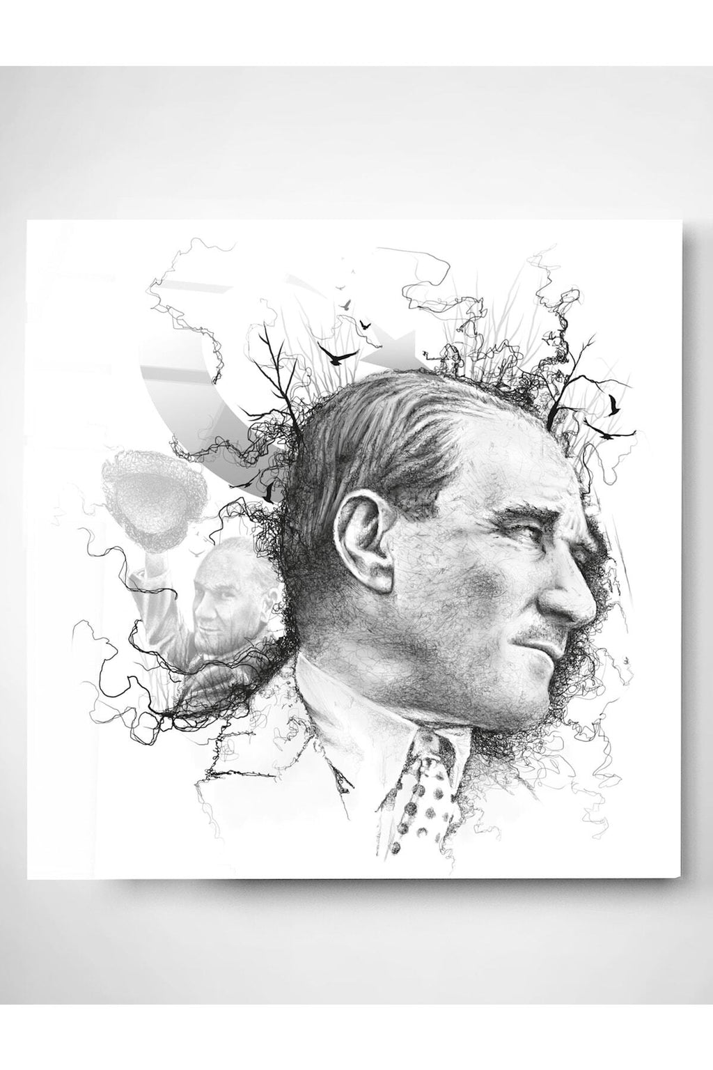 Dekoratif Atatürk , Dekoratif Cam Cam Tablo (50 x 50)