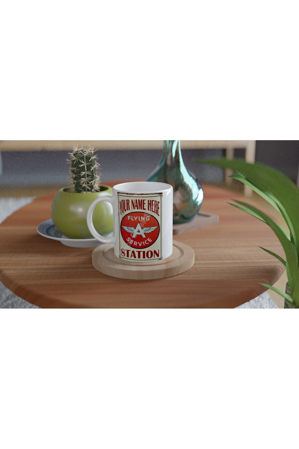 Flying A Servis İstasyonu Retro Baskılı Kupa Bardak