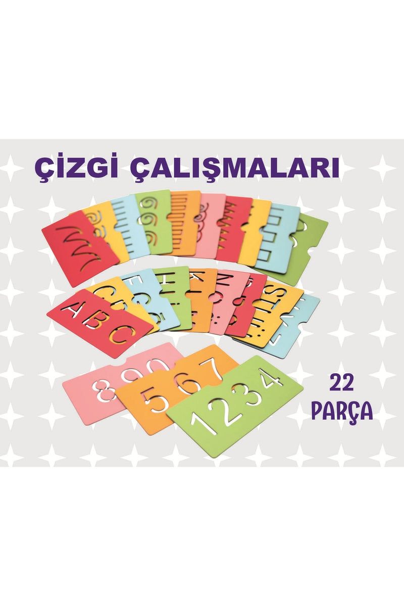 Ahşap Çizgi Çalışmaları Renkli Eğitim Materyali Yazı Eğitimi + MES Akademi Eğitim Seti Hediye!