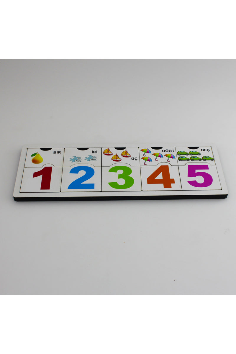 Ahşap Rakam Öğreniyorum Puzzle Yapboz Seti Eğitici Öğretici Puzzle Seti Rakam Set + MES Akademi Eğitim Seti Hediye!