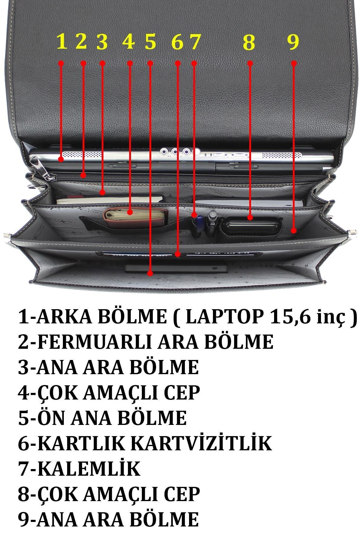 Evrak Tipi Kilit Mekanizmalı Omuz Askılı Erkek El Çantası 15,6 Inç Laptop Bölmeli