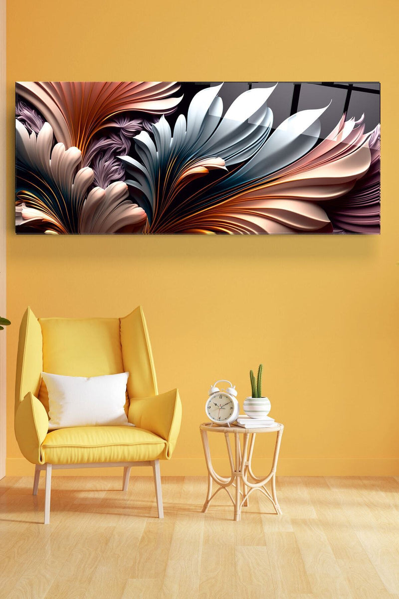 Dekoratif Gold Detay Soyut Dekoratif Cam Tablo