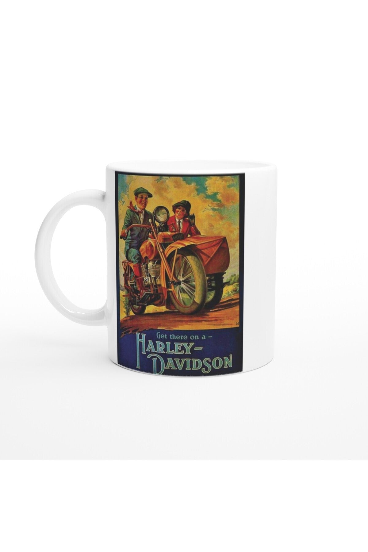 Harley-Davidson Yan Sepetli Retro Motosiklet Kupa Bardak