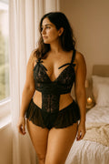 Siyah Fantezi Babydoll Dantel Detaylı Kadın İç Giyim