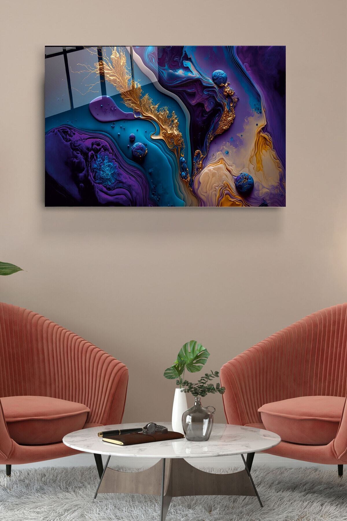 Soyut Cam Tablo, Dekoratif Cam Tablo (30 x 50)