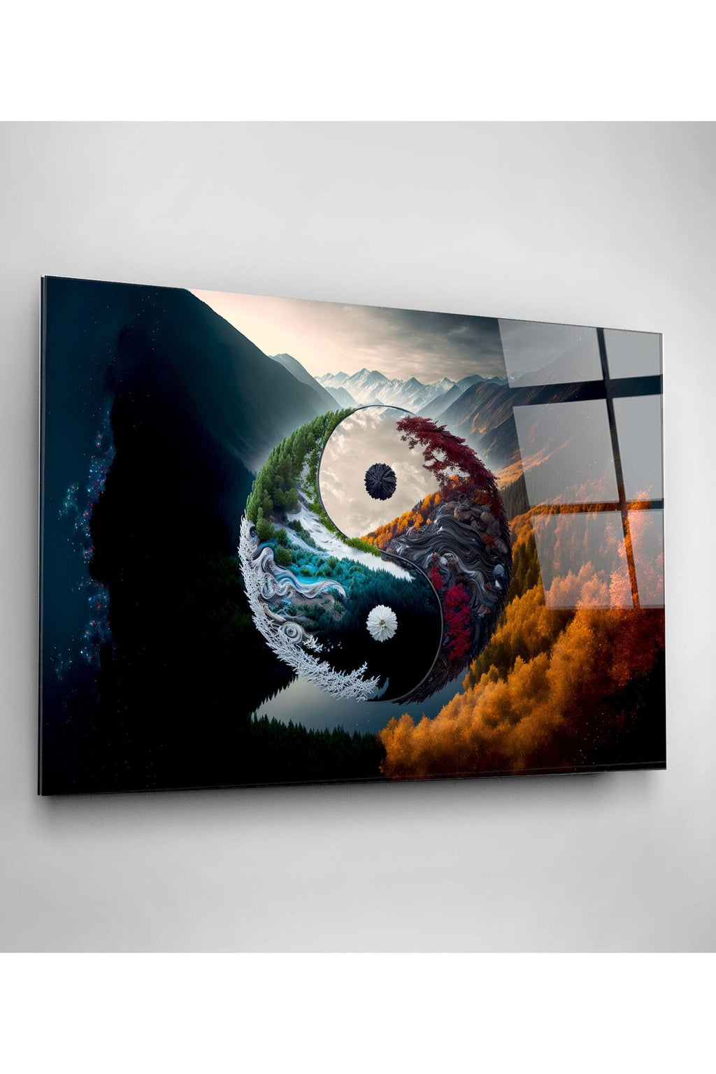 Yin Yang Cam Tablo, Dekoratif Cam Tablo