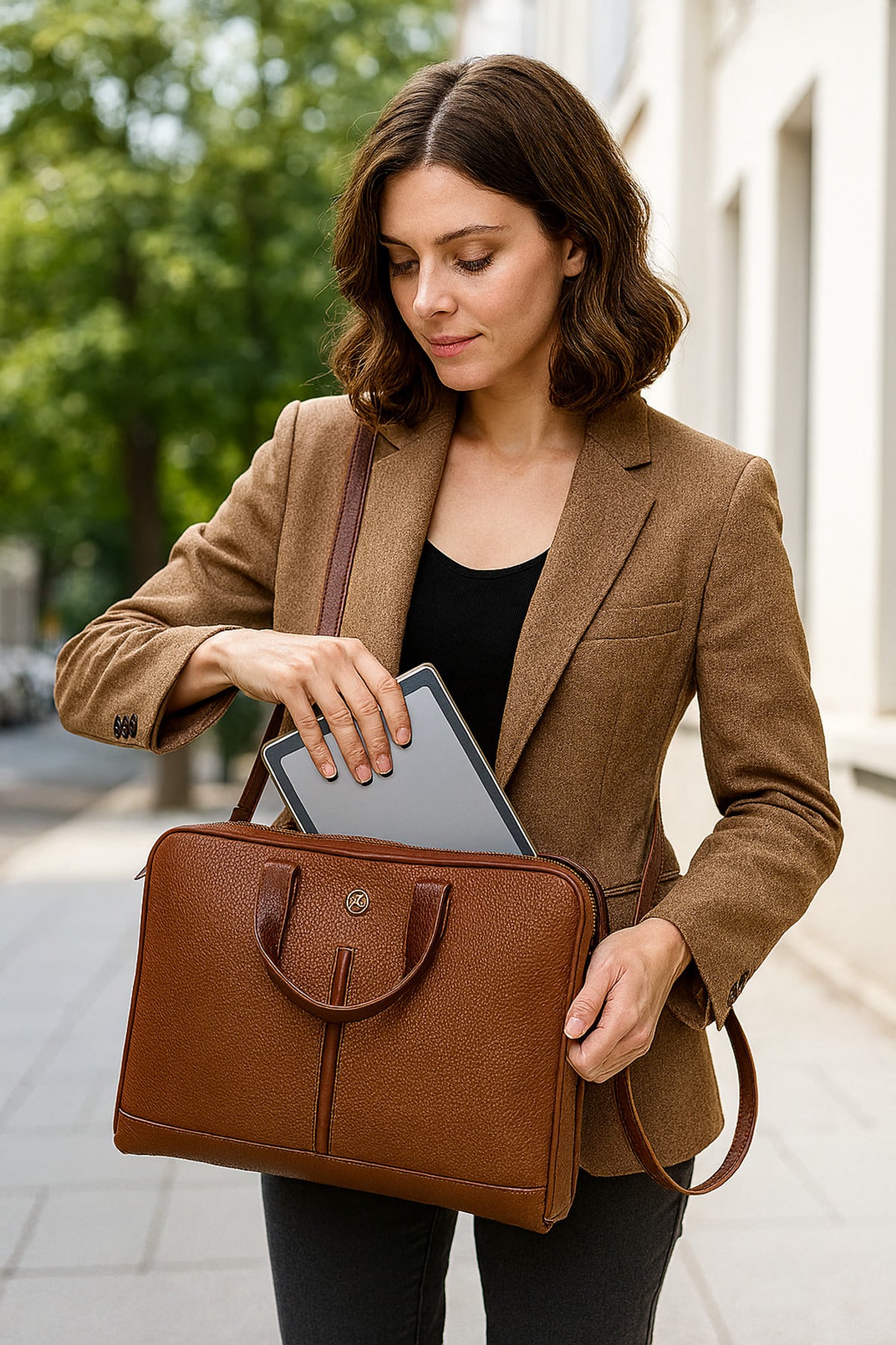 Macbook Air/Pro 13" ve 14" Inç Laptop Evrak Çantası Taba