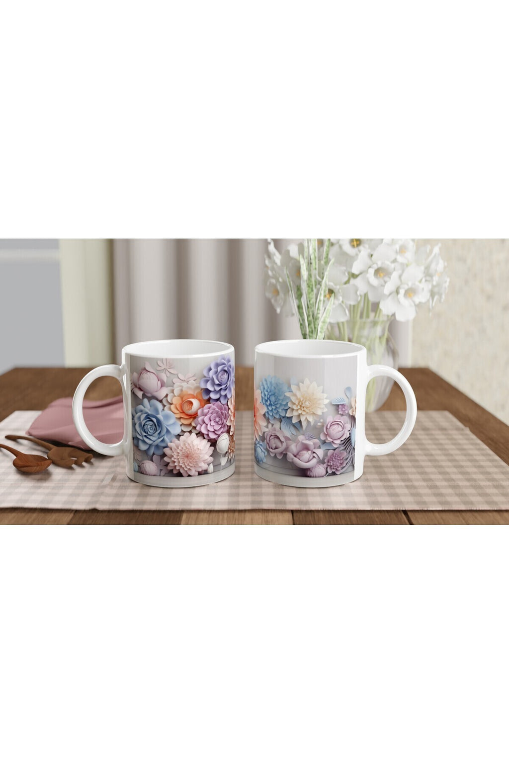 Pastel Çiçek Duvarı Kupa Bardak