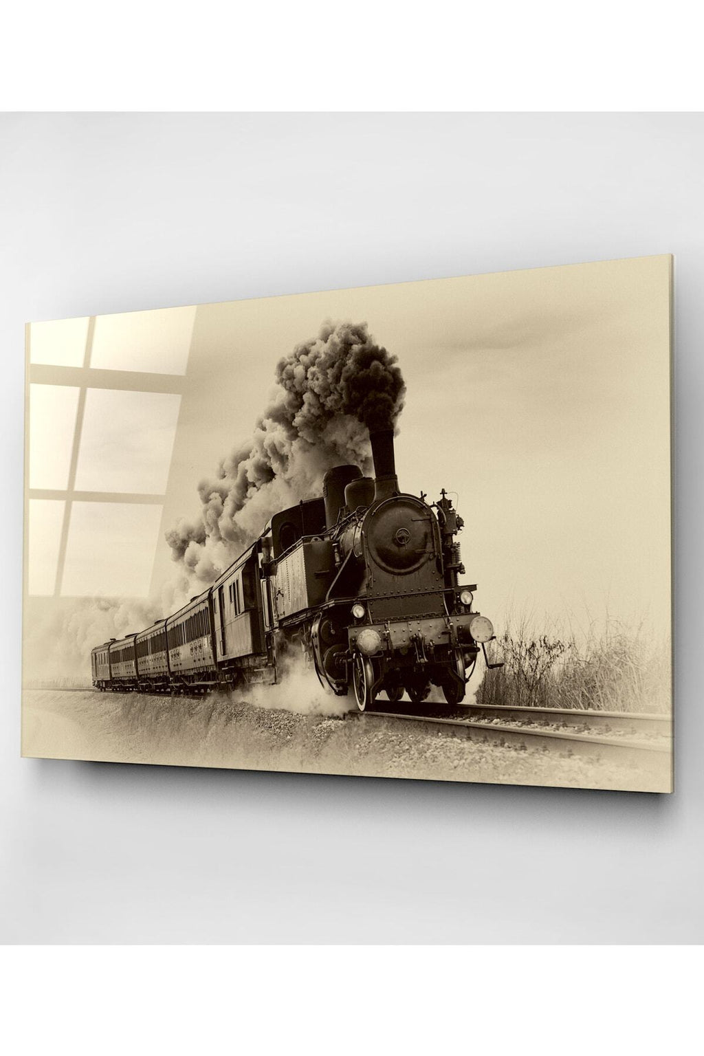 Kara Tren Cam Tablo, Dekoratif Cam Tablo (50 x 70)