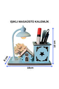 Işıklı Ahşap Kalemlik ve Masaüstü Lambalı Organizer [Kod: VOLEE-1104794832] (MES Akademi Hediyeli)