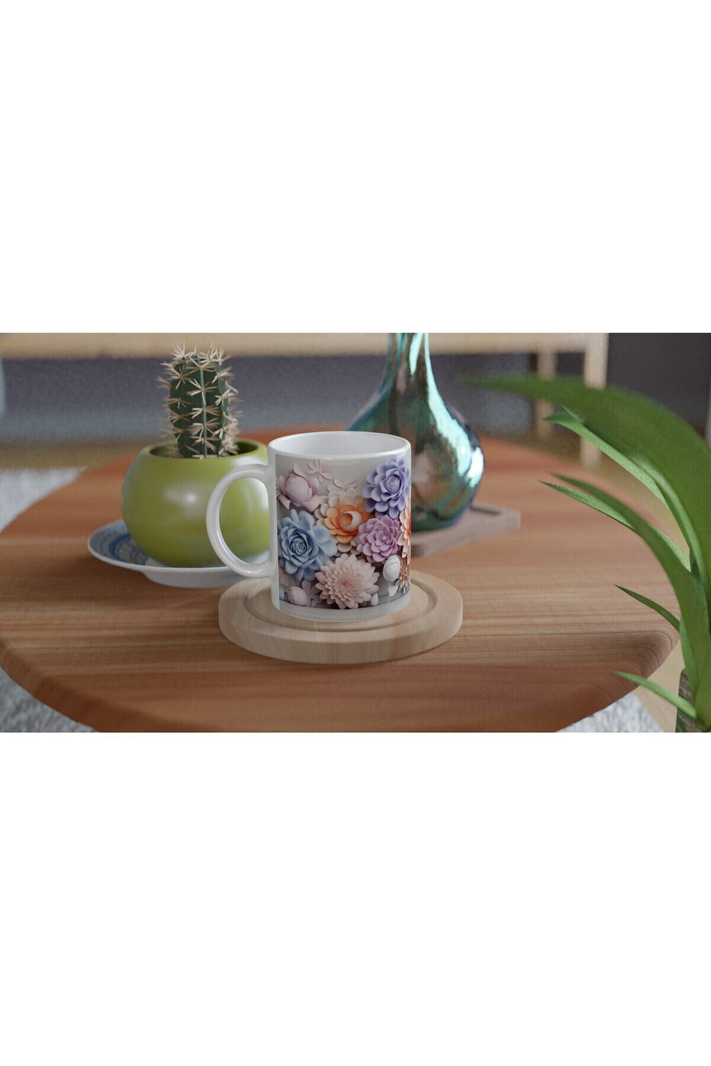 Pastel Çiçek Duvarı Kupa Bardak