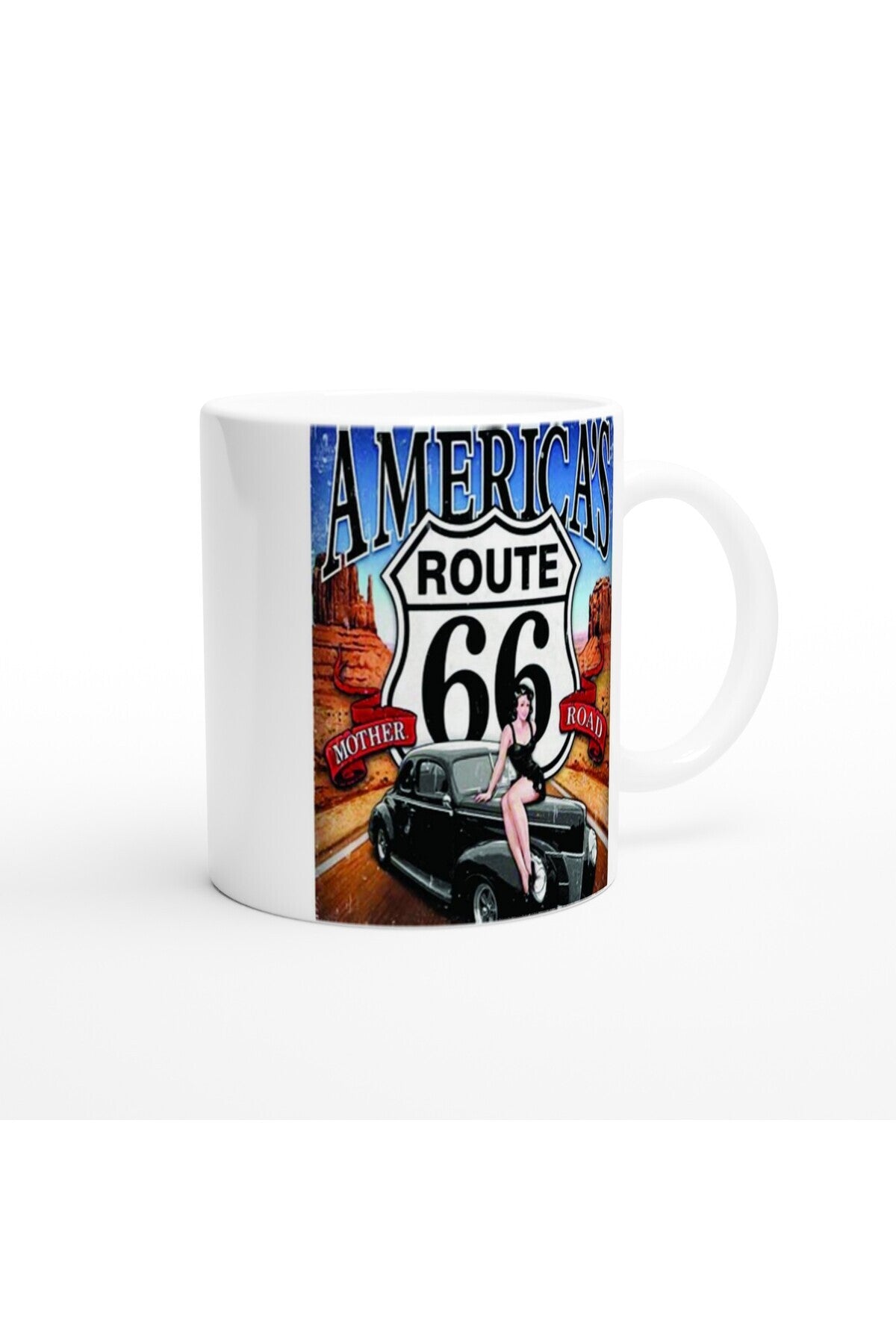 Route 66 Retro Pin-Up Kupa Bardak