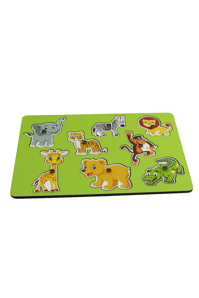 Ahşap Tutmalı Puzzle Yapboz Seti Eğitici Öğretici Puzzle Seti Hayvan + MES Akademi Eğitim Seti Hediye!