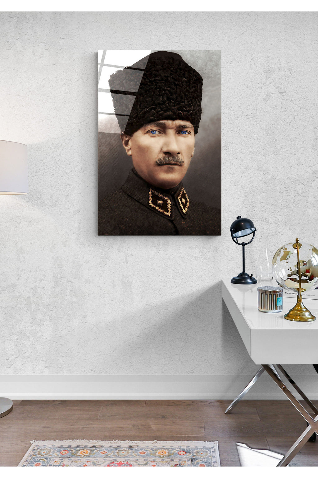 Dekoratif Atatürk Portresi - Yapay Zeka Tasarımlı Dekoratif Cam Tablo