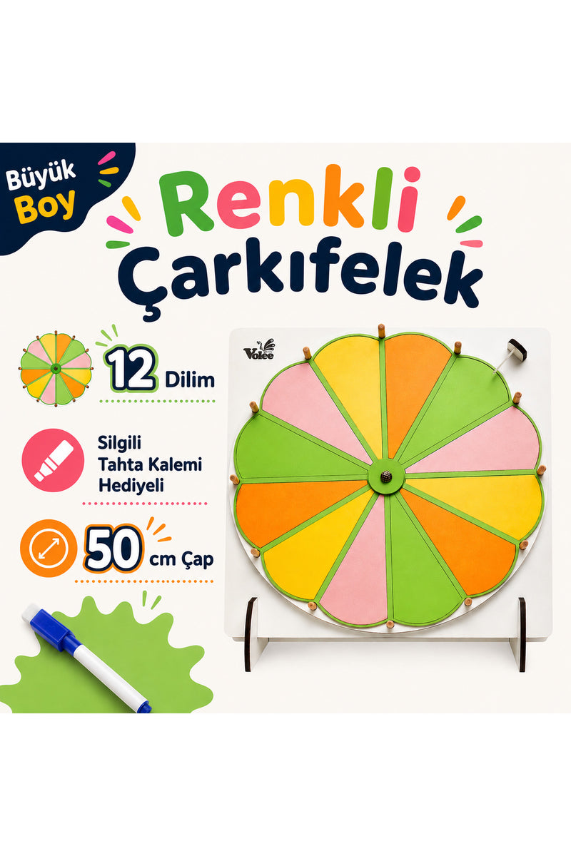 Büyük Boy 50 cm Çarkıfelek Oyunu Ahşap Eğitim Materyali + MES Akademi Eğitim Seti Hediye!