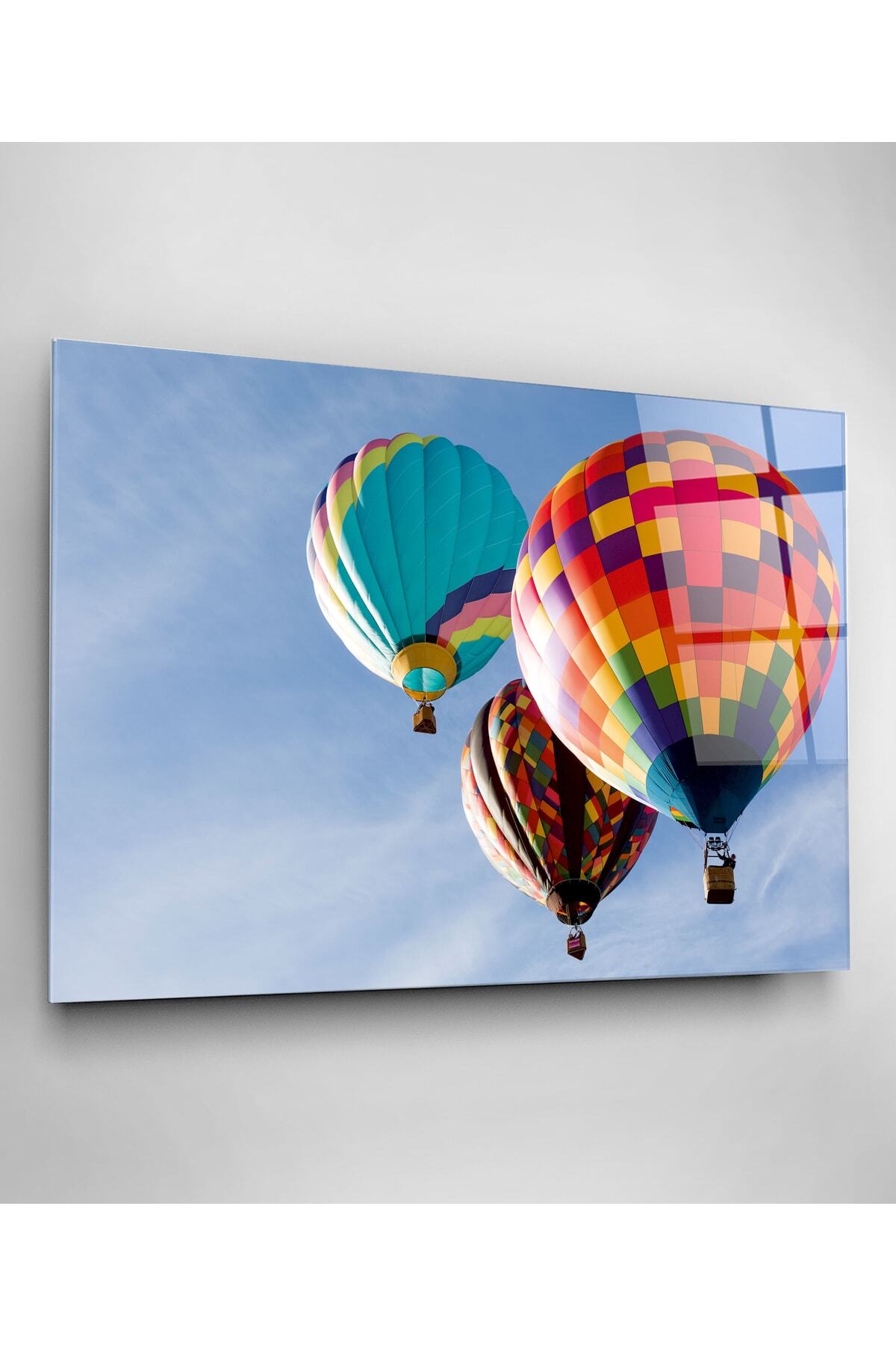 Sıcak Hava Balonu Cam Tablo, Dekoratif Cam Tablo (30 x 50)