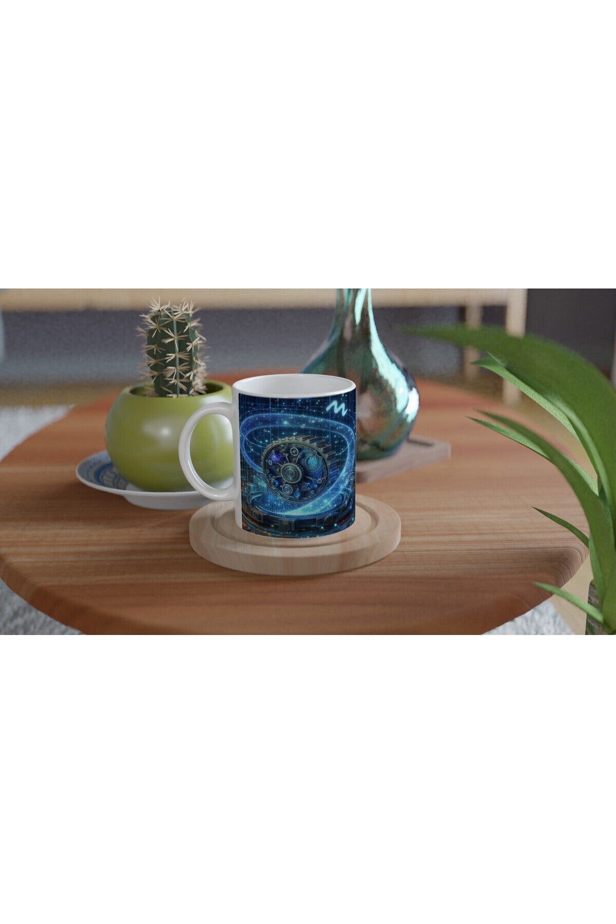 Kova Burcu Baskılı Kahve Kupası - Zamanın Çarkları Astroloji Mekanizması Vs1
