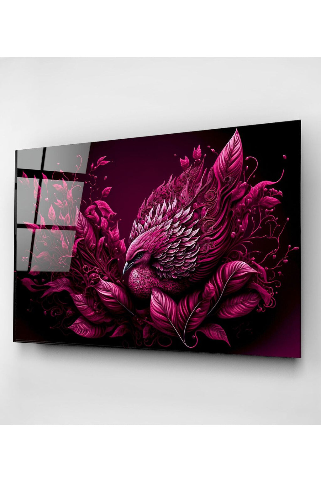 Pink Bird Cam Tablo, Dekoratif Cam Tablo