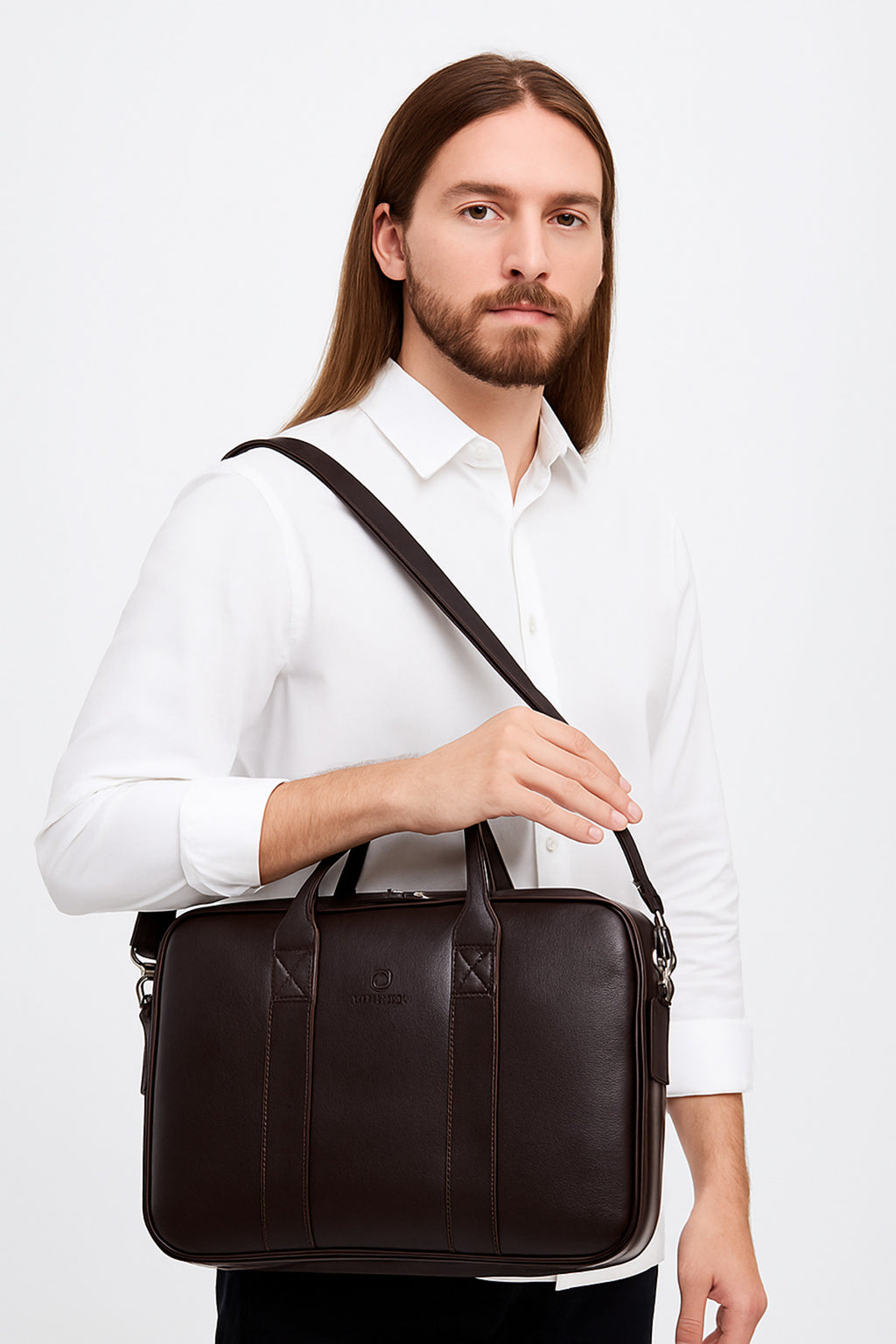 Kahve Renk Macbook Organizer 13 ve 14 İnç Laptop Evrak Çantası