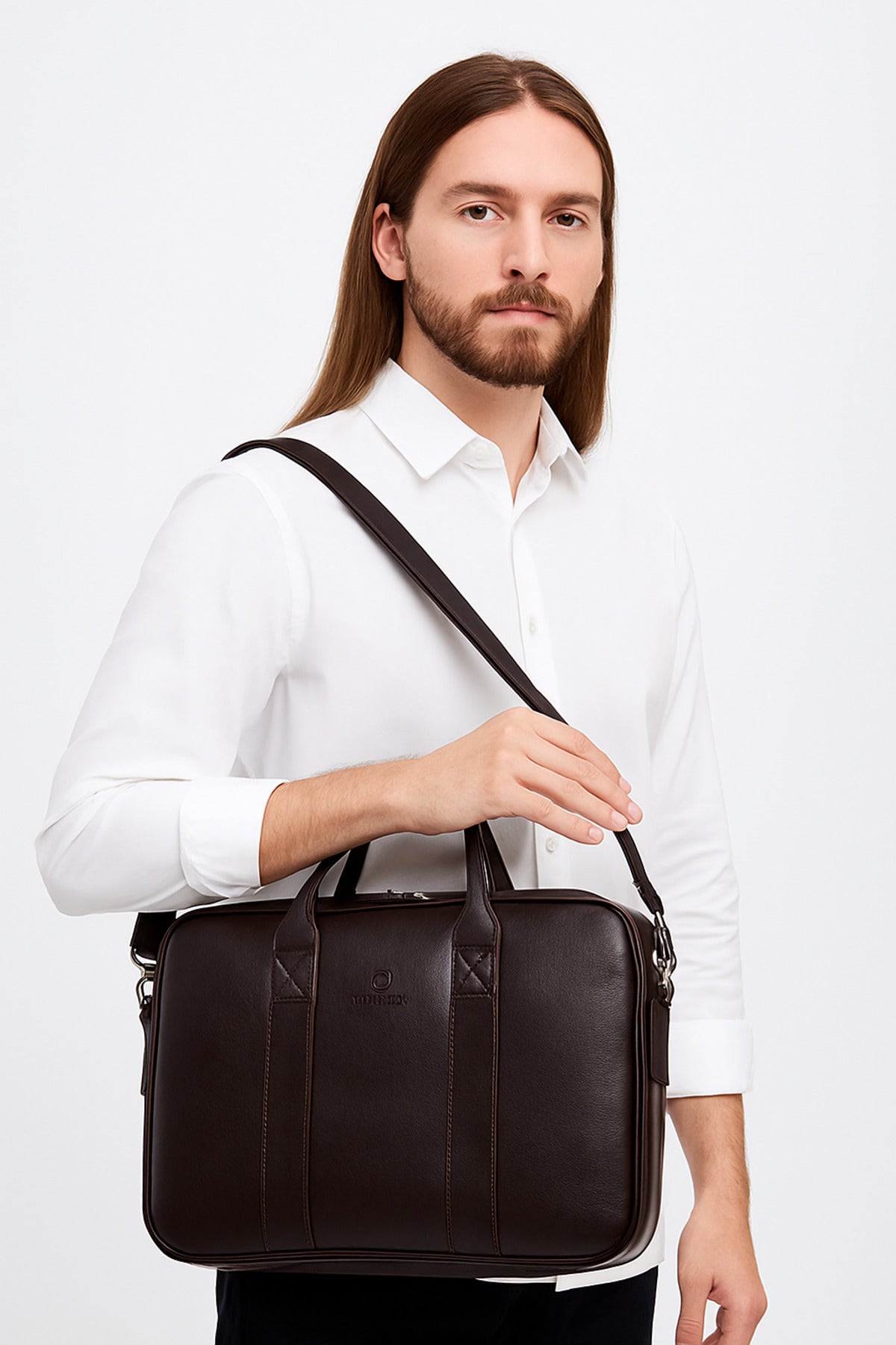 Kahve Renk Macbook Organizer 13 ve 14 İnç Laptop Evrak Çantası