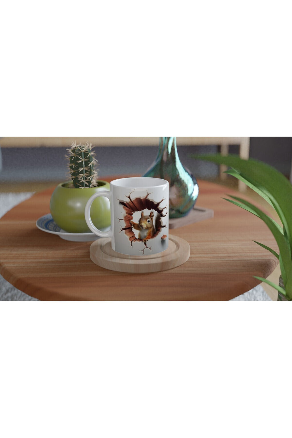 Duvar Kıran Meraklı Sincap Temalı 3D Optik Kupa Bardak