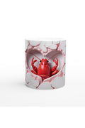 Kalp Çatlaklı Duvar Temalı Istakoz Baskılı Kupa Bardak