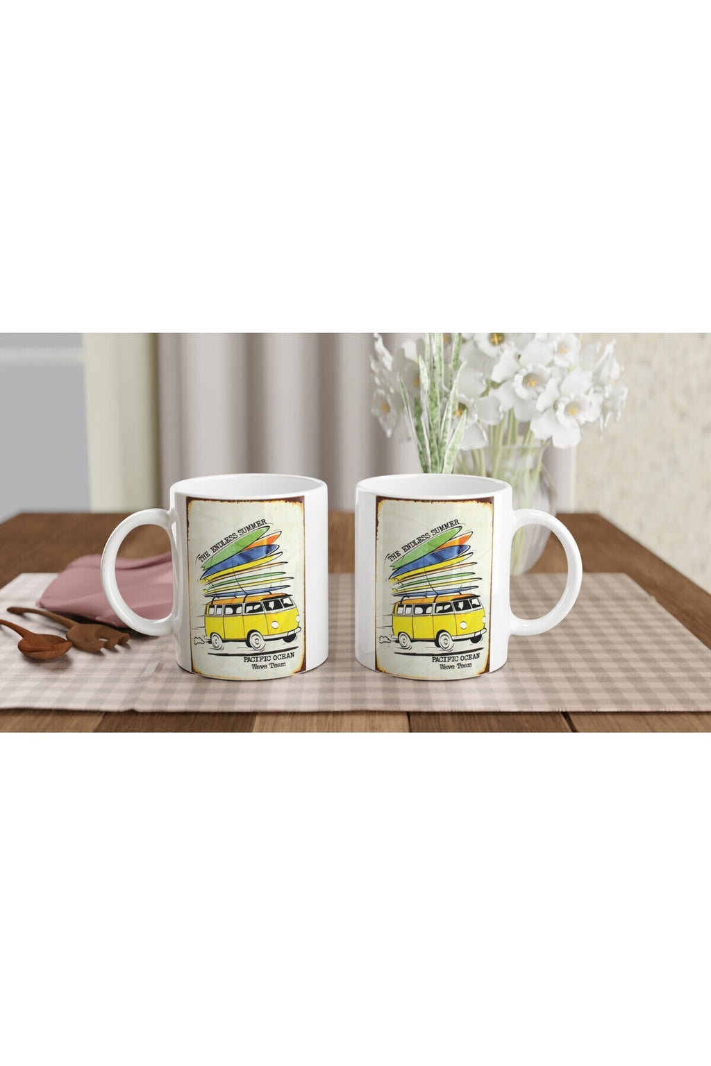 Endless Summer Retro Sörf Minibüs Baskılı Kupa Bardak