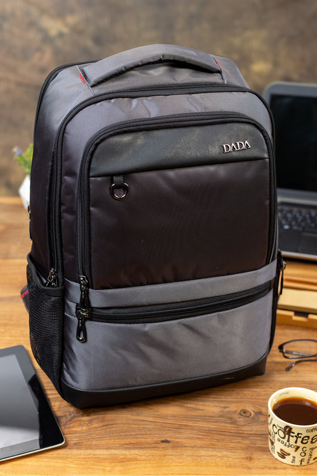 Gri Sırt Çantası Su Geçirmez Erupa Air Omuzluk Usb Girişli 15'6 Inç Notebook 10'1 Inç