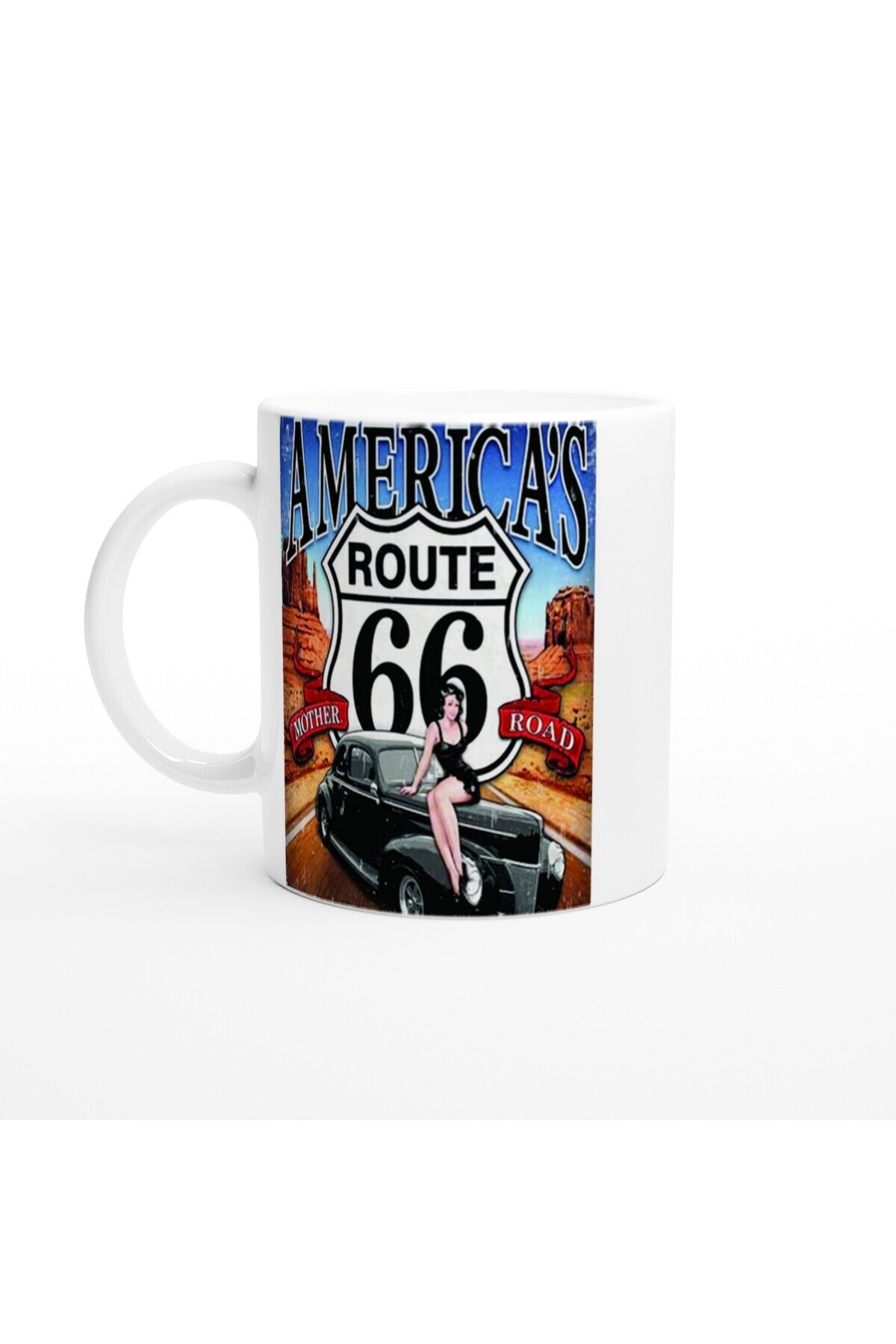 Route 66 Retro Pin-Up Kupa Bardak