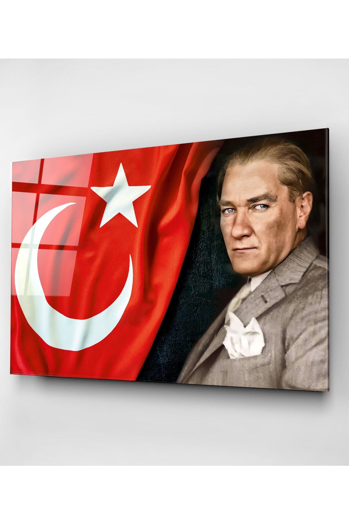 Dekoratif Türk Bayrağı Dekoratif Cam Tablo