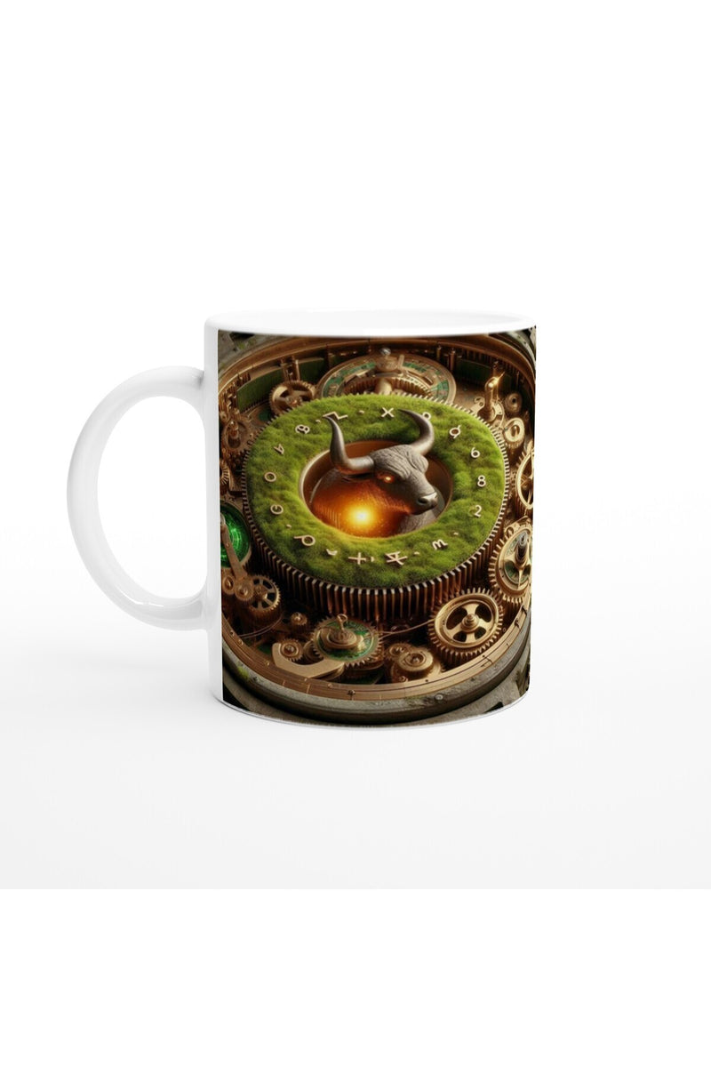 Boğa Burcu Baskılı Kahve Kupası - Zamanın Çarkları Astroloji Mekanizması Vs2